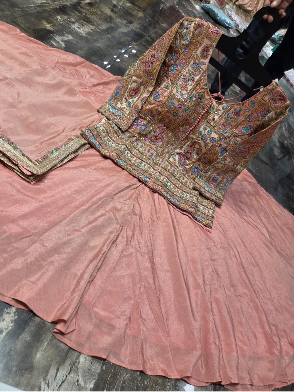 Embroidered Peach palazzo Set Indian/ Pakistani